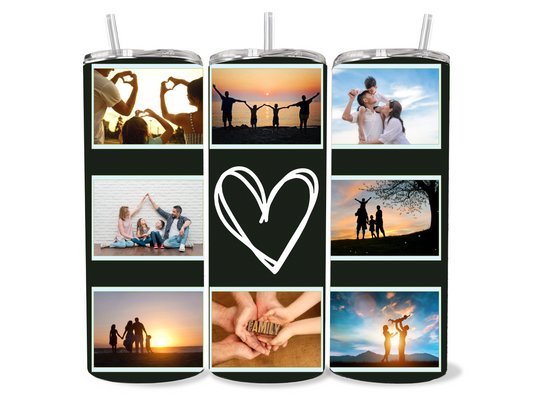 20 or 30oz Custom Photo Collage Tumbler with Heart 2